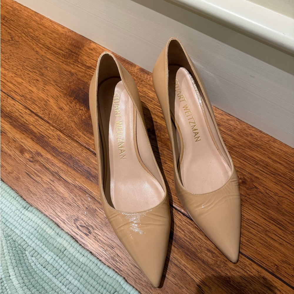 Stuart Weitzman Beige Pointed-Toe Heels